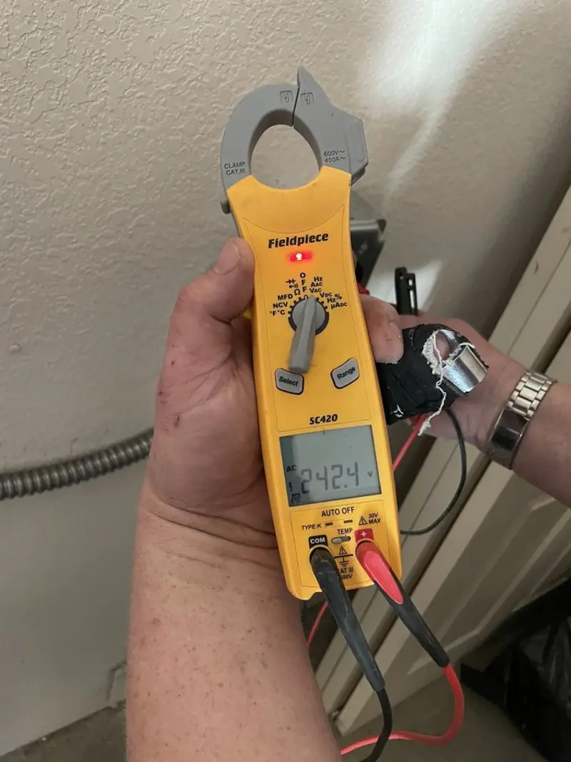 Voltage testing with clamp meter during Aluminum Wiring Replacement in Upper Nazareth